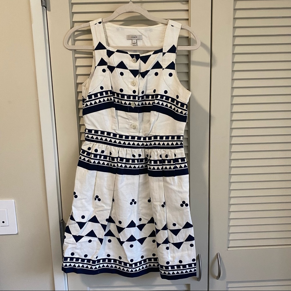 JCrew linen geometric mini dress